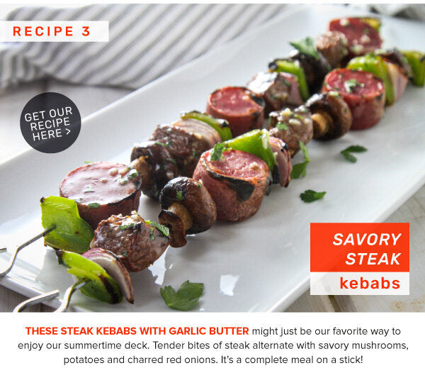 Newsletter Recipes - Savory Steak Kebabs with Garlic Butter