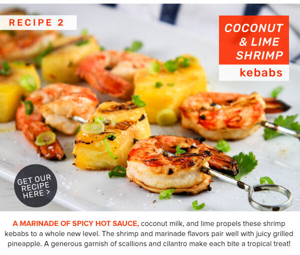 Newsletter Recipes - Spicy Coconut & Lime Shrimp Kebabs