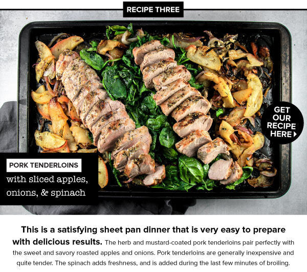 Newsletter Recipes - Baked Pork Tenderloin with Apples, Onion & Spinach