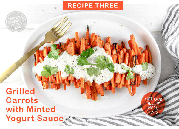 Newsletter Recipes - Grilled Carrots with Minted Yogurt Sauce