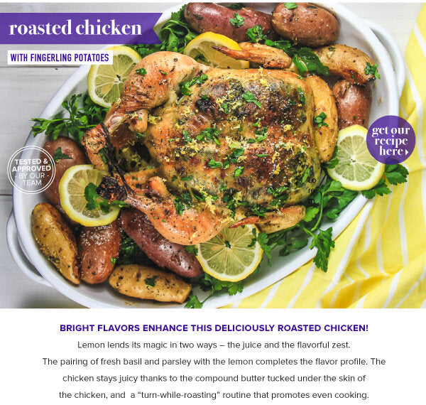 Newsletter Recipes - Lemon Roasted Chicken with Fingerling Potatoes