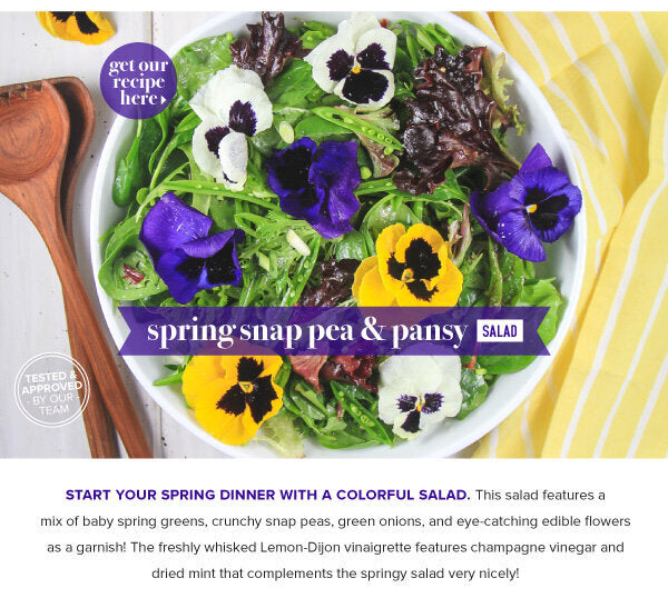 Newsletter Recipes - Spring Snap Pea & Pansy Salad