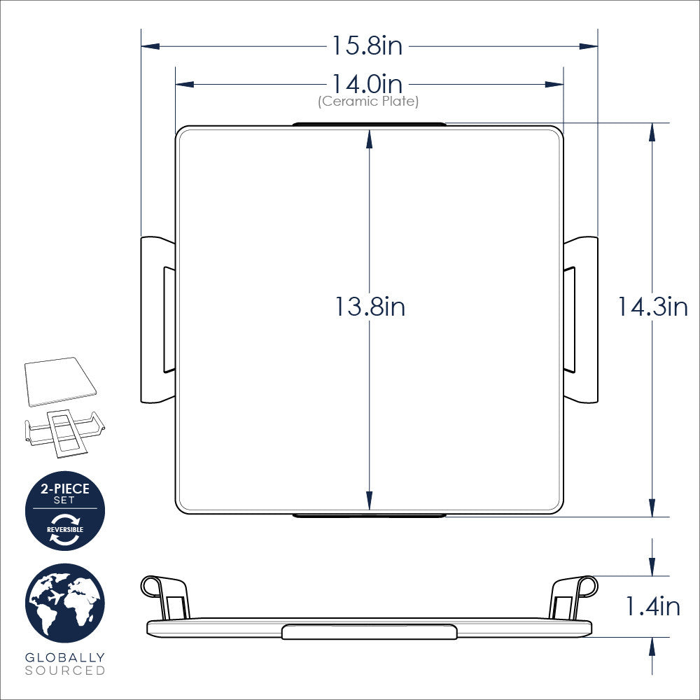 Nordic Ware Deluxe Square Pizza Stone with Rack | 14 In Cordierite Baking Stone for Crispy Crusts