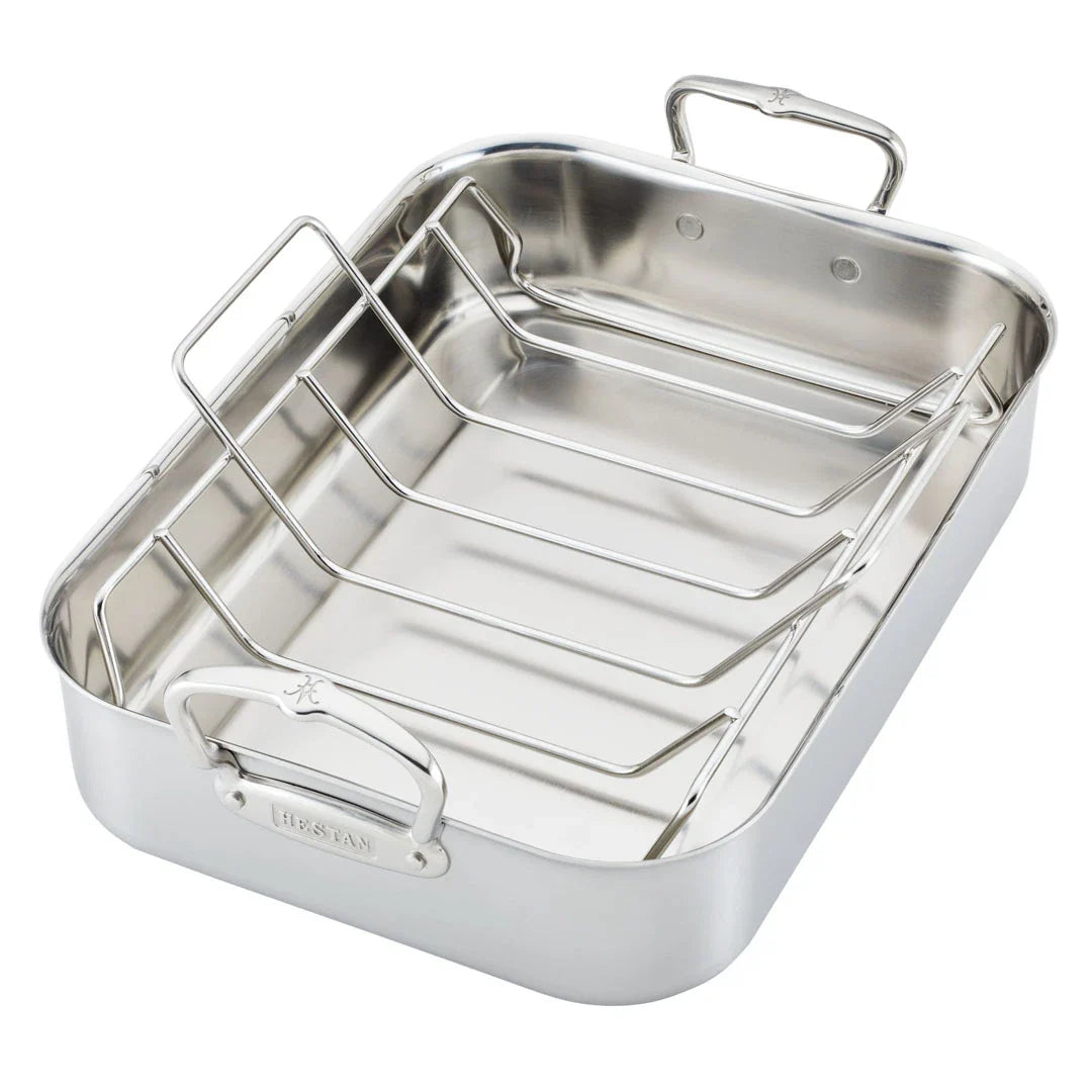 Hestan Provisions Brushed Clad Stainless Steel Roasters with Rack