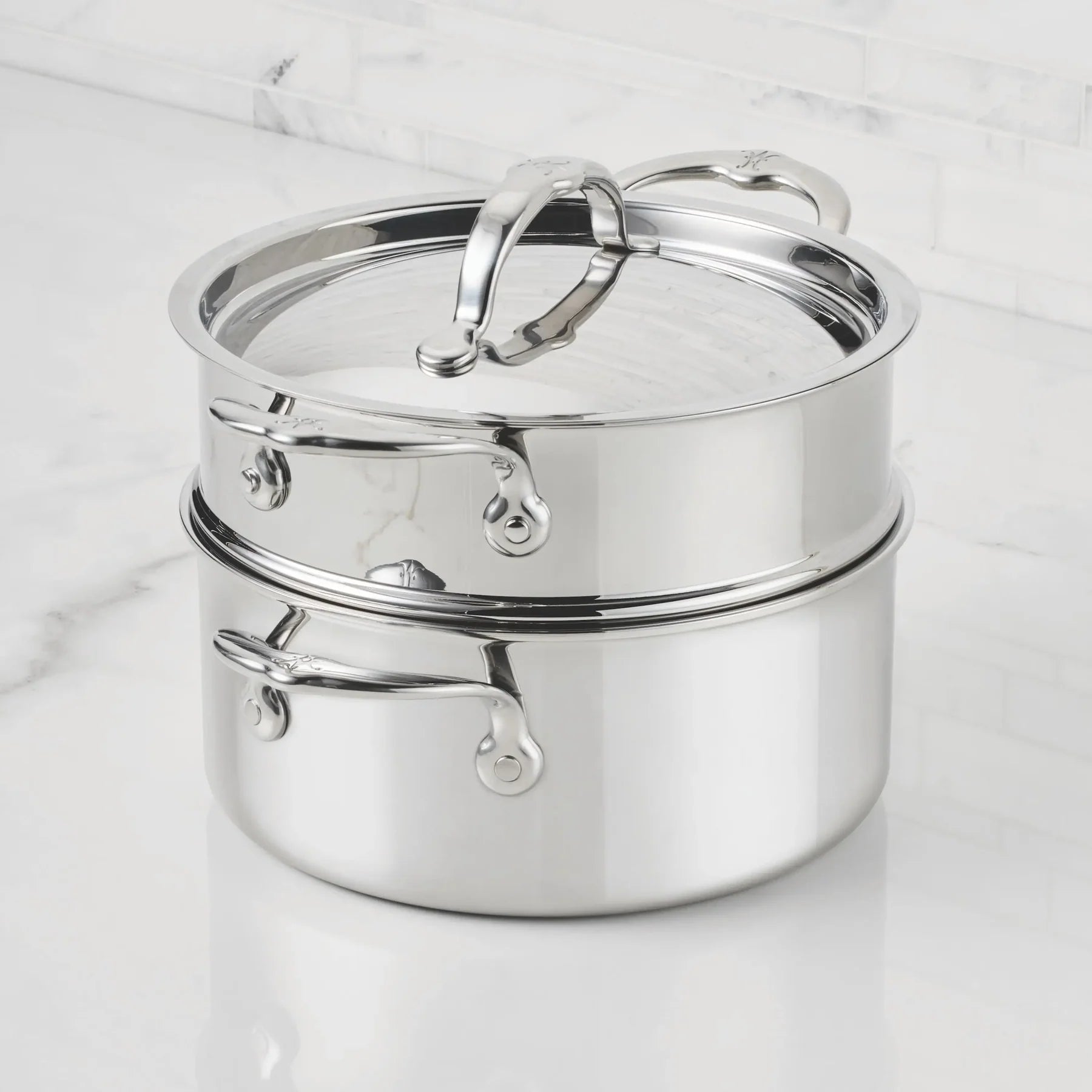 Hestan ProBond Luxe® Polished Clad Stainless Steel 3‑Quart Soup Pot & Steamer Set