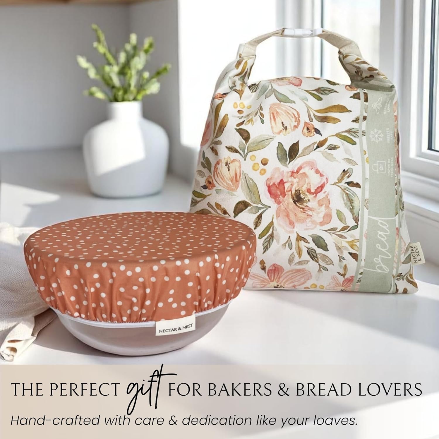 Reusable Beeswax Bread Bag & Bowl Cover for Sourdough & Homemade Loaves