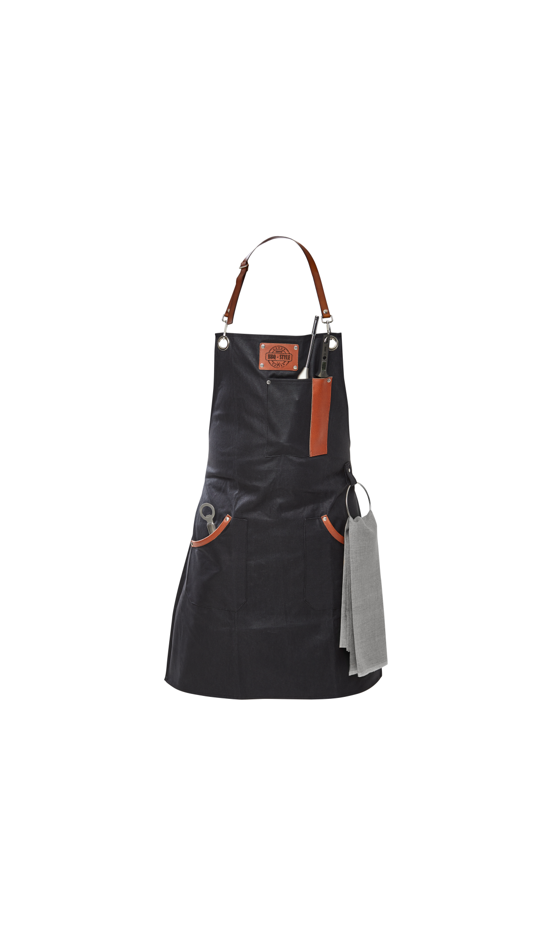 GEFU Premium Barbecue Apron BBQ with Genuine Leather Accents