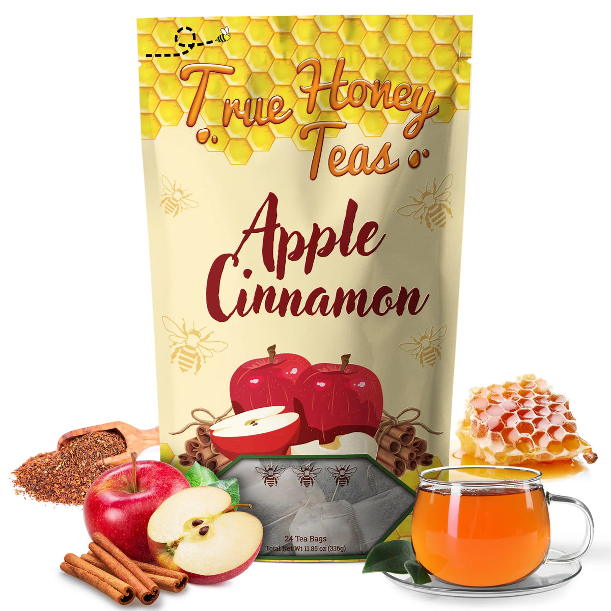 Apple Cinnamon Spice Herbal Tea | Zesty, Caffeine-Free Tea with Real Honey