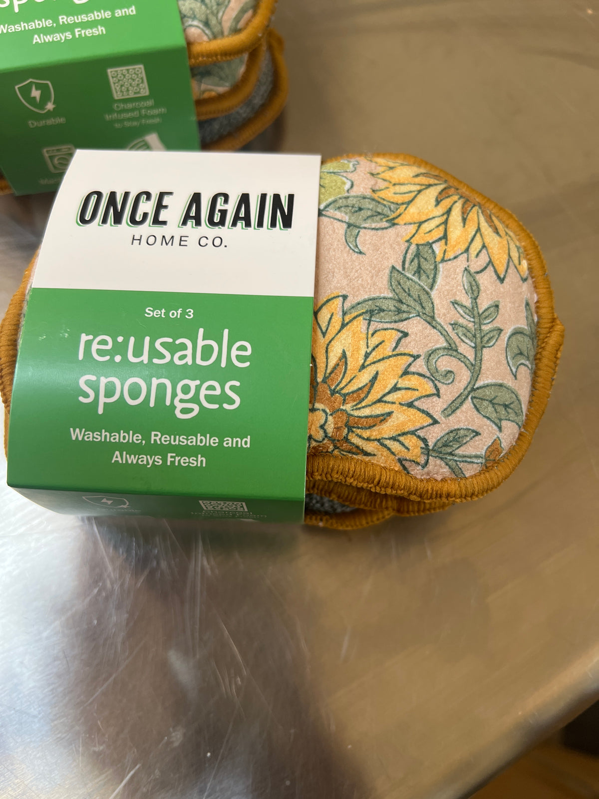 Re‑Usable Sponges Set of 3 – French Harvest Gold | Eco‑Friendly Cleaning Sponges
