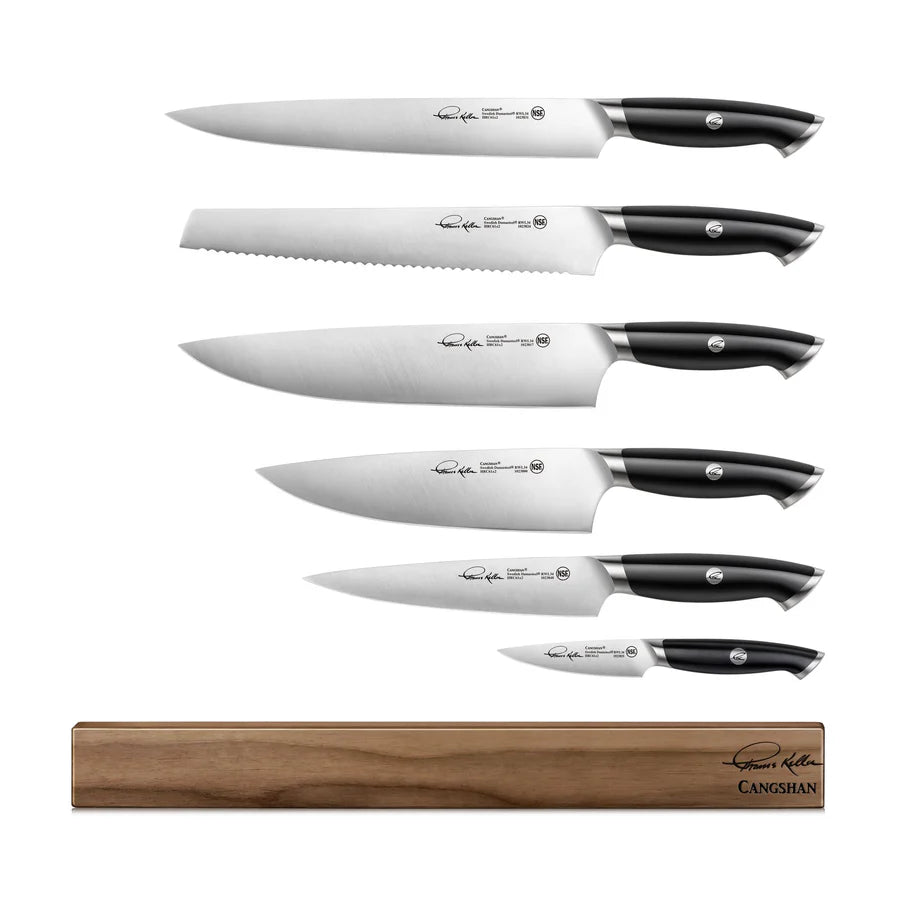 Cangshan Thomas Keller Magnetic Knife Bar Set | 7 Piece Black