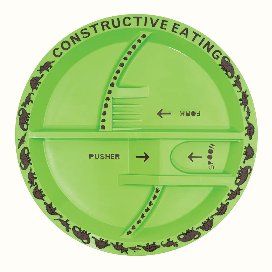 Constructive Eating Dino Plate | Divided Toddler Plate for Picky Eaters