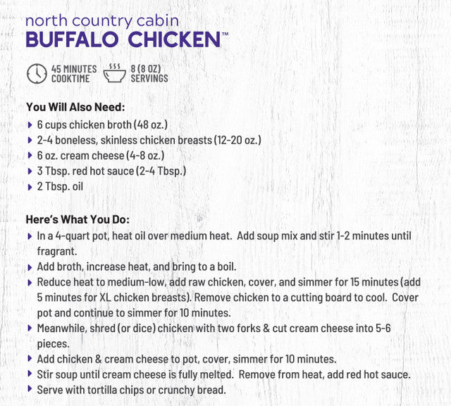 Frontier Soups North Country Cabin Buffalo Chicken Soup Mix