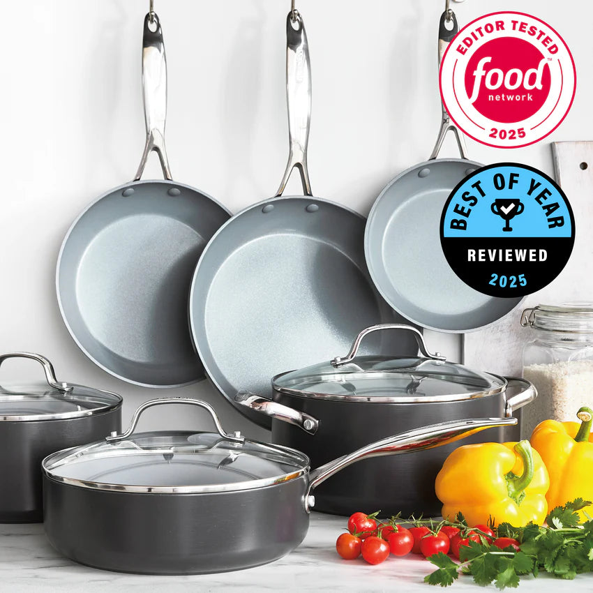 Green Pan Valencia Pro Ceramic Nonstick 11-Piece Cookware Set | Gray