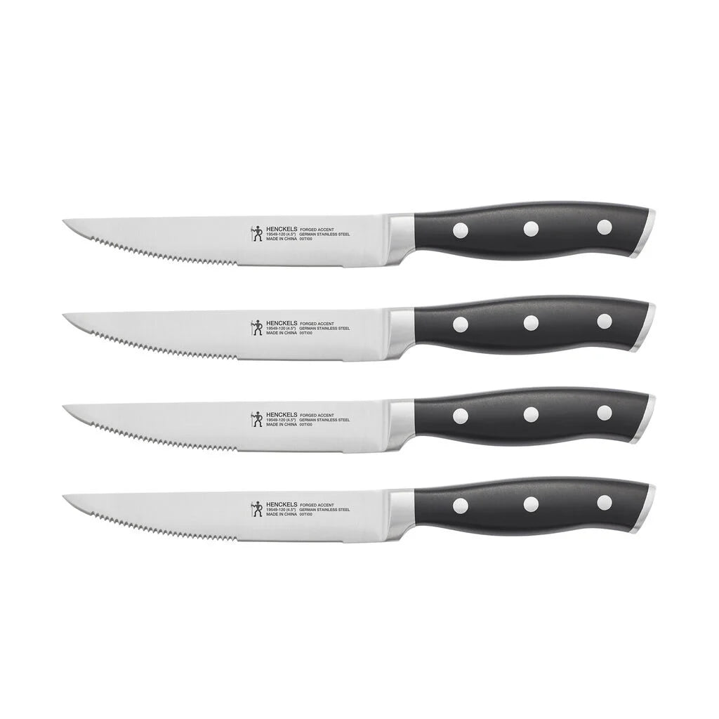 Henckels Forged Accent Steak Knife Set 4 Piece | Black