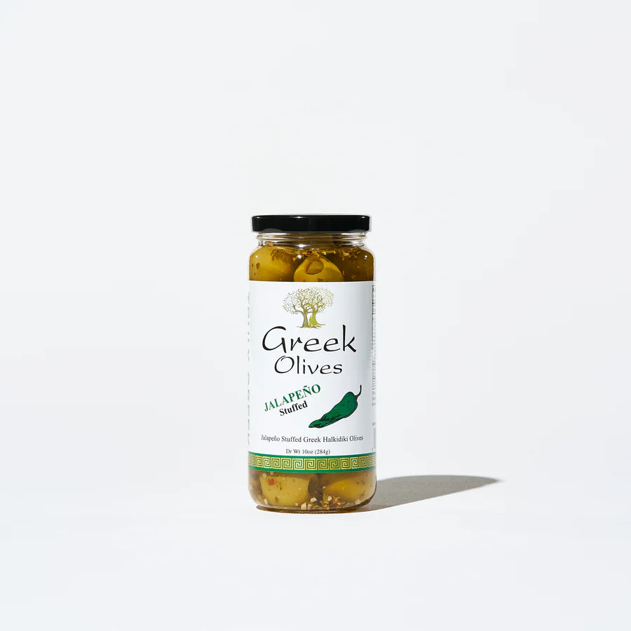 Truly Greek Jalapeño Stuffed Olives 10 oz | Hand-Stuffed Spicy Mediterranean Gourmet