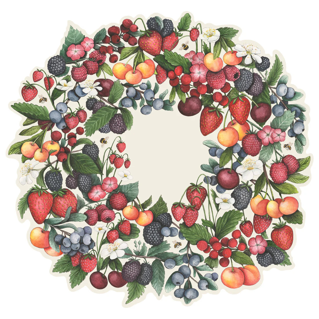 Hester & Cook Die-Cut Berry Wreath Paper Placemats | Set of 12