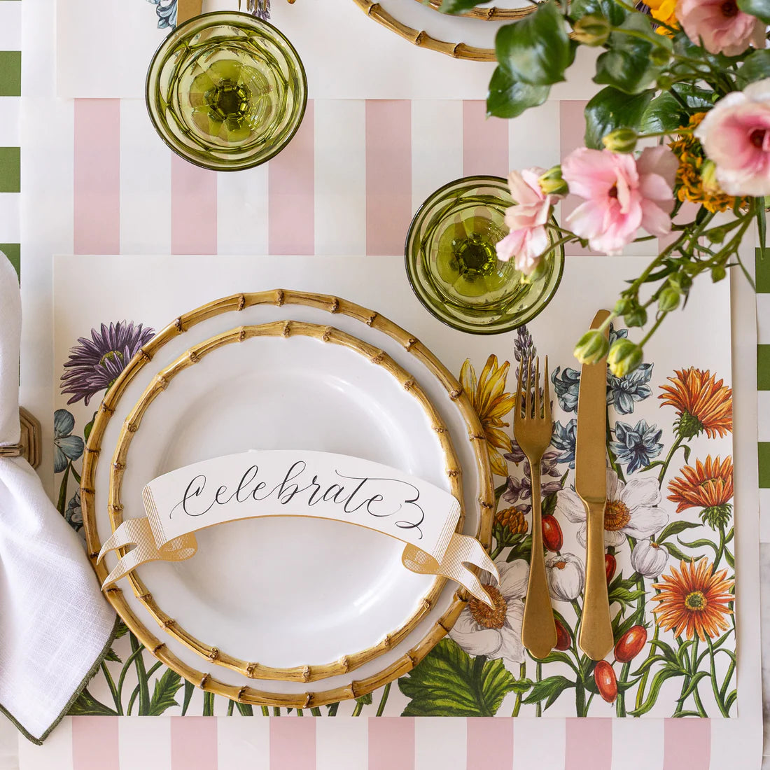 Hester & Cook Pink Classic Stripe Paper Table Runner | 20" x 25' Roll