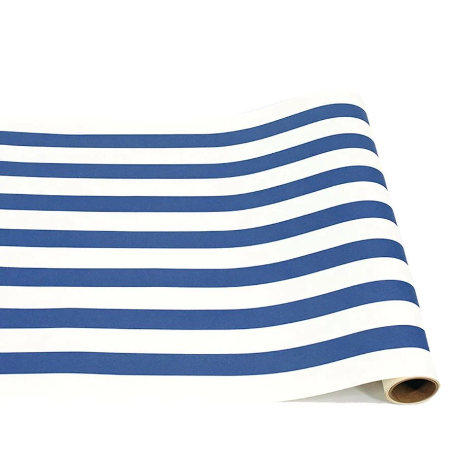 Hester & Cook Classic Navy Stripe Table Runner | 20" x 25' Roll