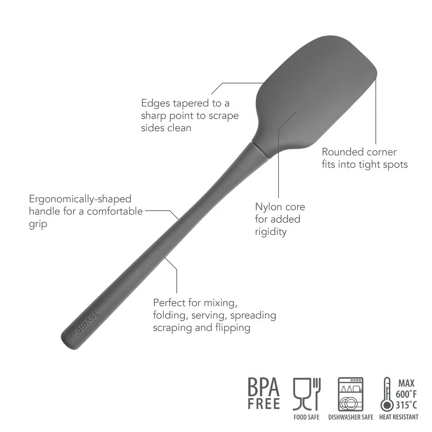 Flex-Core Silicone Spatula | Charcoal
