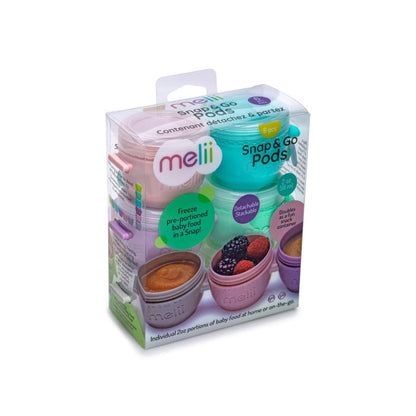 Melii Snap and Go Pods | 6 Pack 2oz Baby Food Freezer Containers