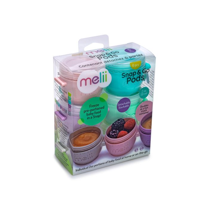 Melii Snap and Go Pods | 6 Pack 2oz Baby Food Freezer Containers