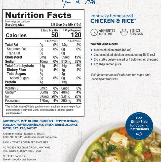 Frontier Soups Kentucky Homestead Chicken & Rice Soup Mix