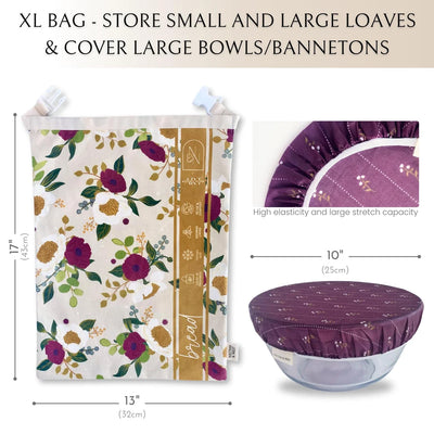 Reusable Beeswax Bread Bag & Bowl Cover for Sourdough & Homemade Dec Blooms