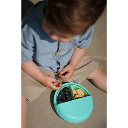 Melii Spin Snack Container | 3 Compartment Blue & Mint Travel Food Organizer
