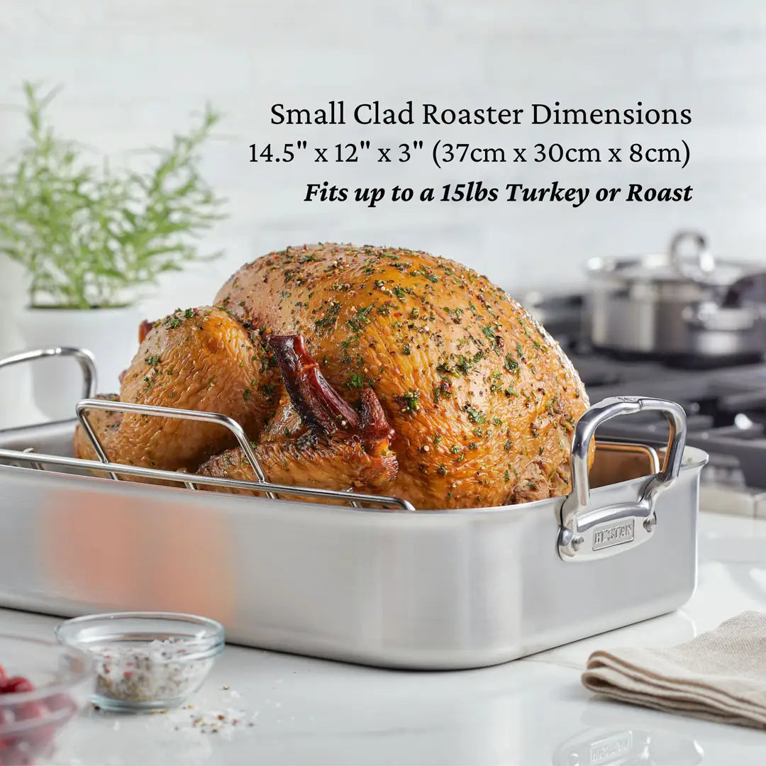Hestan Provisions Classic Polished Clad Roaster With Rack| Small