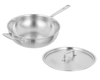 Kuhn Rikon Culinary Fiveply Wok | 11" Everyday Pan w/ Lid -Stainless Steel