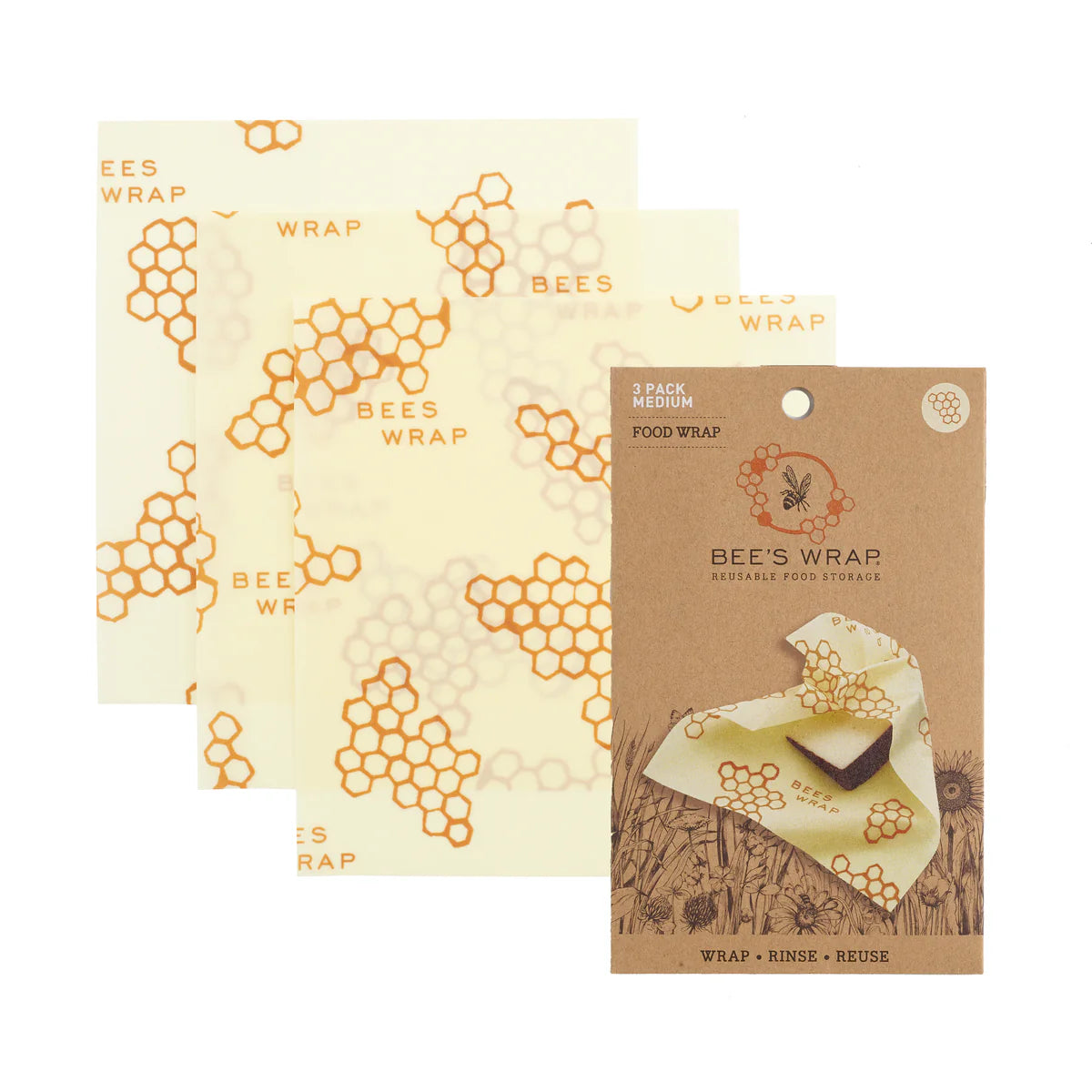 Bee’s Wrap Multi-Print Medium Wrap 3-Pack | 10 In x 11 In