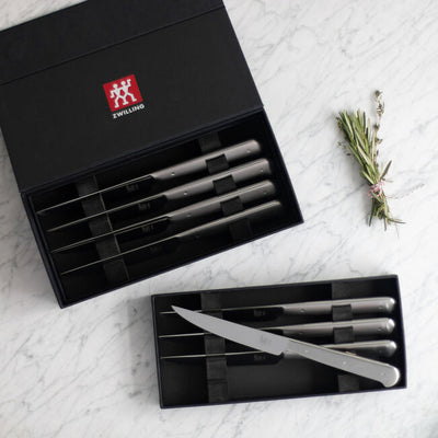 ZWILLING 8-Piece 18/10 Stainless Steel Porterhouse Steak Knife Set in Black Presentation Box