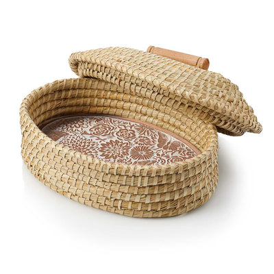 Butterfly Garden Lidded Bread Warmer & Basket Set