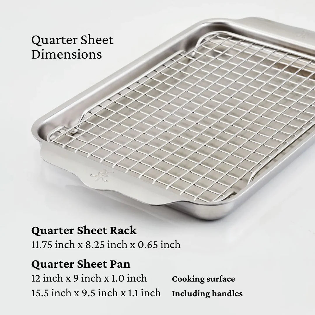 Hestan OvenBond Tri-Ply Quarter Sheet Pan with Rack | 9 In x 12 In Clad Stainless Steel Set