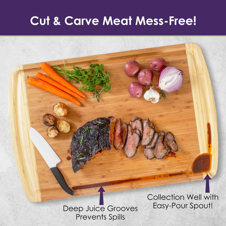 Bamboo Cutting, Carving & Noodle Board with Juice Channel Large | 36"x24"X3/4"