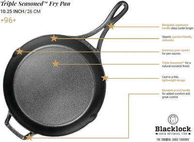 Lodge Blacklock ‘96’ Triple Seasoned Cast Iron Skillet | 10.25 In