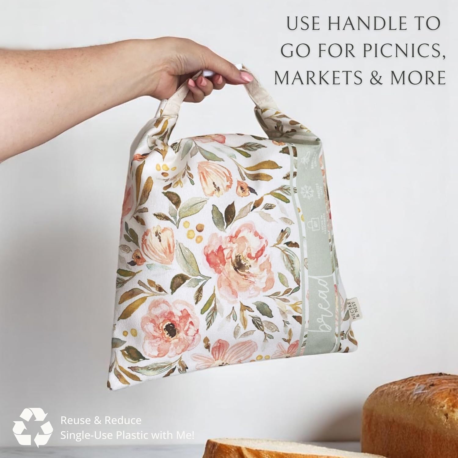 Reusable Beeswax Bread Bag & Bowl Cover for Sourdough & Homemade Loaves