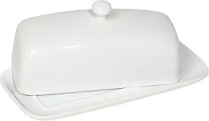 Rectangle Stoneware Butter Dish | White