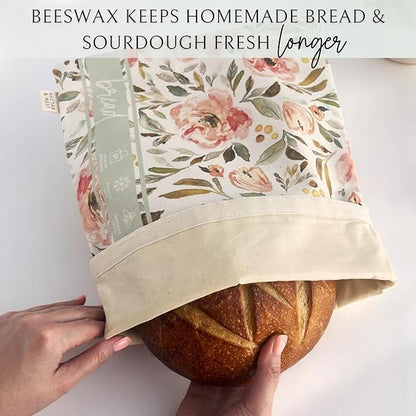 Reusable Beeswax Bread Bag & Bowl Cover for Sourdough & Homemade Loaves