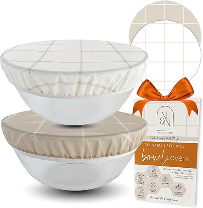 Reusable Beeswax Bowl Covers for Bread Proofing & Food Storage | Set of 2