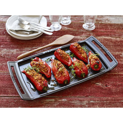 STAUB Cast Iron 18.25" x 9.5" Double Burner Griddle & Plancha