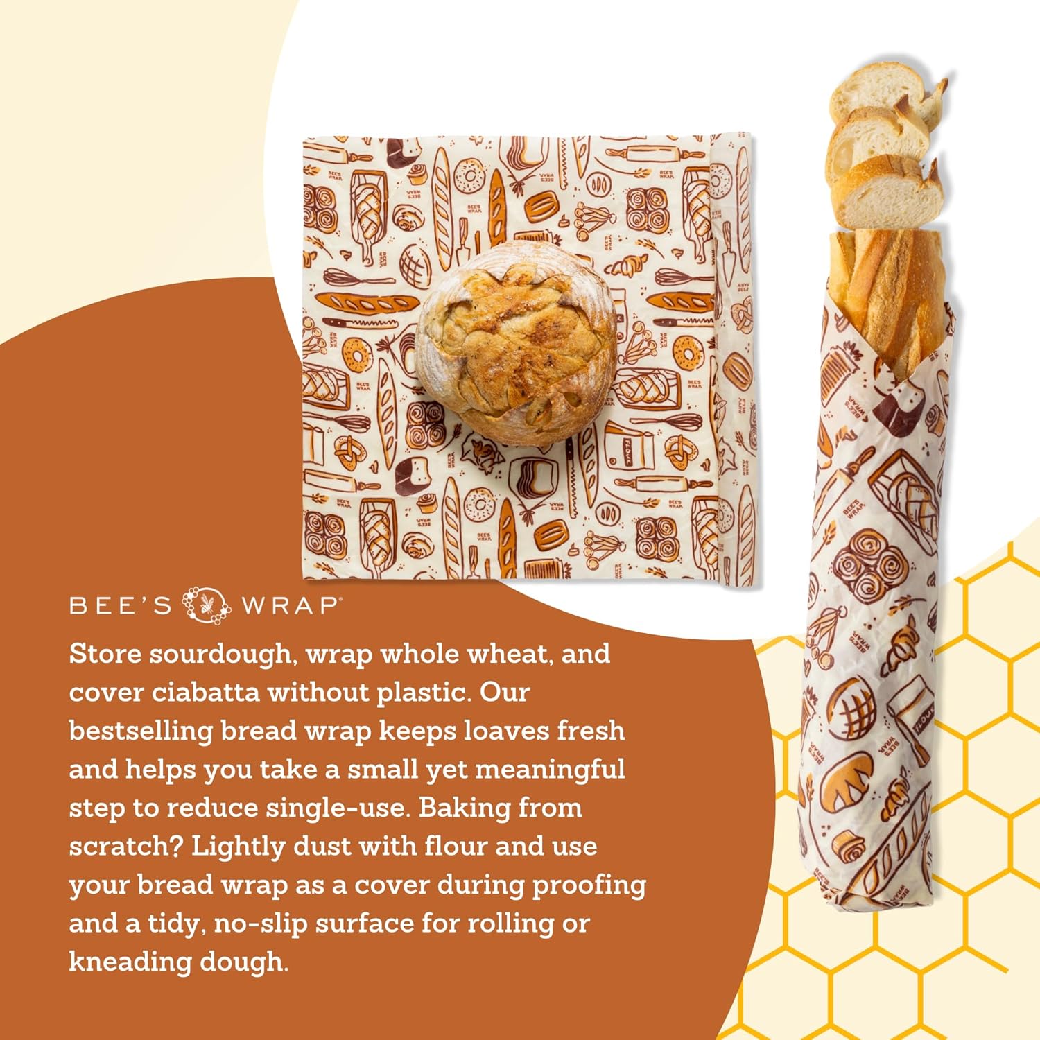 Bee’s Wrap XL Reusable Beeswax Food Wrap | 17 In x 23 In | Bakery Lane