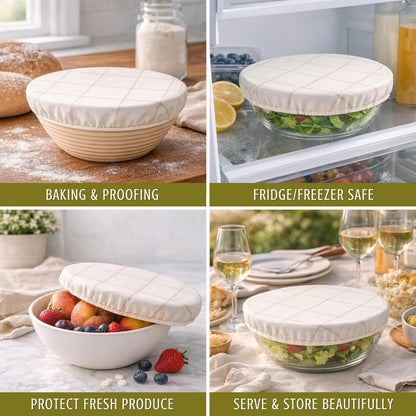 Reusable Beeswax Bowl Covers for Bread Proofing & Food Storage | Set of 2