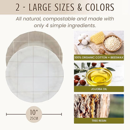Reusable Beeswax Bowl Covers for Bread Proofing & Food Storage | Set of 2