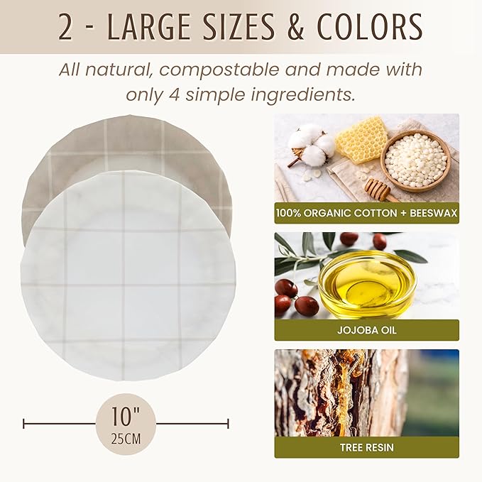 Reusable Beeswax Bowl Covers for Bread Proofing & Food Storage | Set of 2