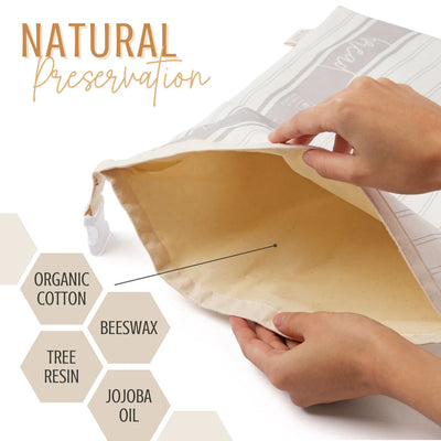 Reusable Beeswax Lined Bread Bags | Set of 2