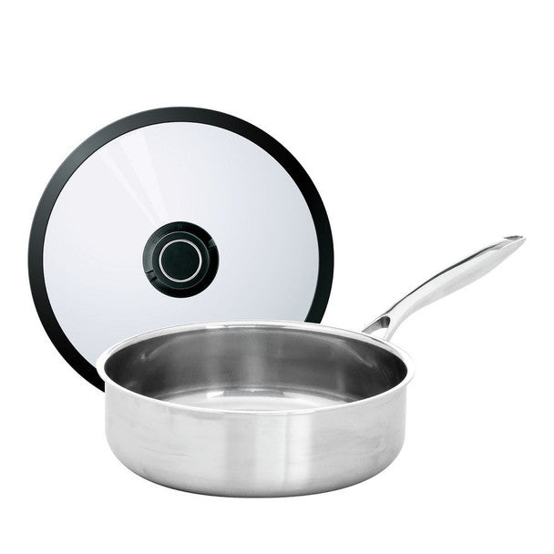 Black Cube Stainless Steel 3 Ply Saute Pan with Lid | 9.5 Inch