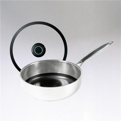 Black Cube Stainless Steel 3 Ply Saute Pan with Lid | 9.5 Inch