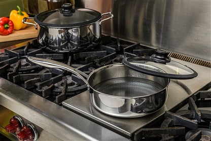 Black Cube Stainless Steel 3 Ply Saute Pan with Lid | 9.5 Inch