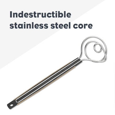 Brod & Taylor Heavy Duty Dough Whisk | Stainless Steel Baker's Mixing Tool with Non-Slip Silicone Grip